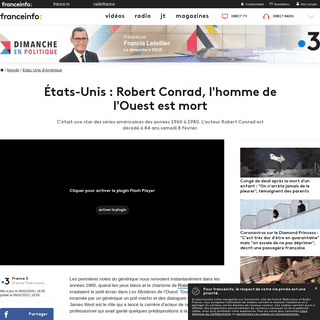 A complete backup of www.francetvinfo.fr/monde/usa/etats-unis-robert-conrad-l-homme-de-l-ouest-est-mort_3819033.html