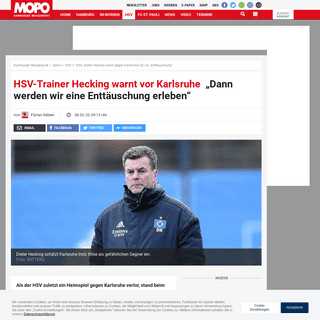 HSV- Dieter Hecking warnt gegen Karlsruher SC vor â€žEnttÃ¤uschungâ€œ - MOPO.de