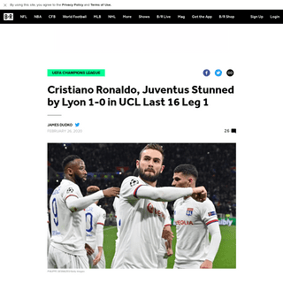 Cristiano Ronaldo, Juventus Stunned by Lyon 1-0 in UCL Last 16 Leg 1 - Bleacher Report - Latest News, Videos and Highlights