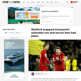 A complete backup of ftw.usatoday.com/2020/02/watford-snapped-liverpools-unbeaten-run-and-soccer-fans-had-jokes