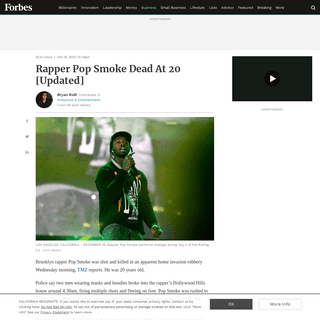 A complete backup of www.forbes.com/sites/bryanrolli/2020/02/19/rapper-pop-smoke-dead-at-20-report/