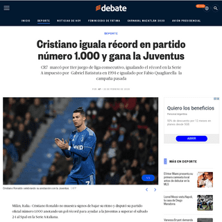 A complete backup of www.debate.com.mx/deportes/Cristiano-iguala-record-en-partido-numero-1.000-y-gana-la-Juventus-20200222-0137