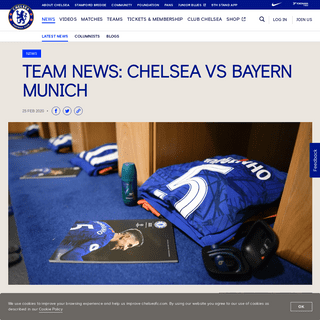 Team news- Chelsea vs Bayern Munich - Official Site - Chelsea Football Club