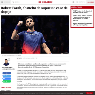 A complete backup of www.elheraldo.co/deportes/robert-farah-absuelto-de-supuesto-caso-de-dopaje-700557