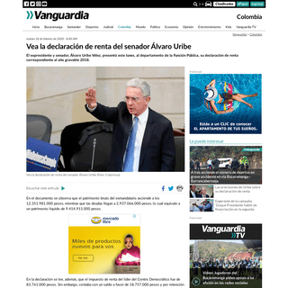 Vea la declaraciÃ³n de renta del senador Ãlvaro Uribe - Vanguardia.com