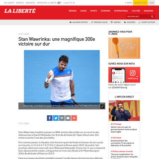 A complete backup of www.laliberte.ch/news-agence/detail/stan-wawrinka-une-magnifique-300e-victoire-sur-dur/551790