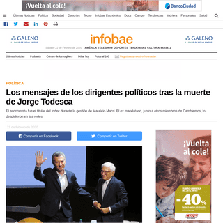 A complete backup of www.infobae.com/politica/2020/02/21/los-mensajes-de-los-dirigentes-politicos-tras-la-muerte-de-jorge-todesc
