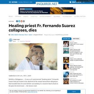 Healing priest Fr. Fernando Suarez collapses, dies - Inquirer News