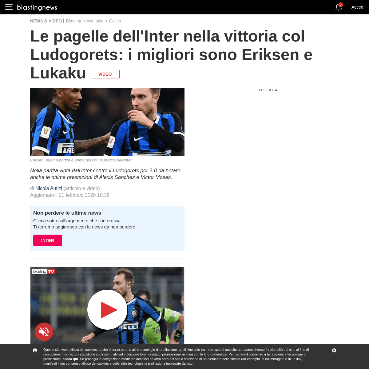 Le pagelle dell'Inter nella vittoria col Ludogorets- i migliori sono Eriksen e Lukaku