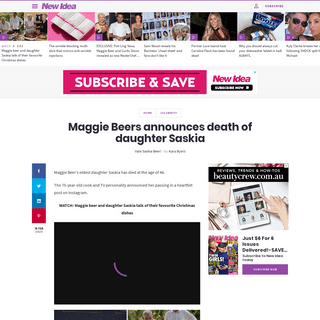 Maggie Beers announces death of daughter Saskia - New Idea Magazine