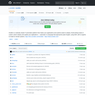 GitHub - ansible-ansible- Ansible is a radically simple IT automation platform that makes your applications and systems easier t