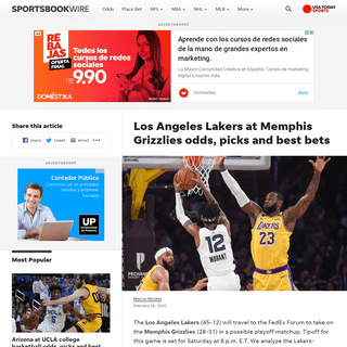 Los Angeles Lakers at Memphis Grizzlies odds, picks and best bets