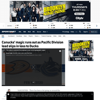 A complete backup of www.sportsnet.ca/hockey/nhl/canucks-magic-runs-pacific-division-lead-slips-loss-ducks/