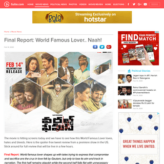 Final Report- World Famous Lover.. Naah!