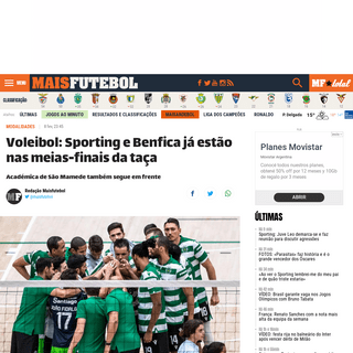 Voleibol- Sporting e Benfica jÃ¡ estÃ£o nas meias-finais da taÃ§a - MAISFUTEBOL