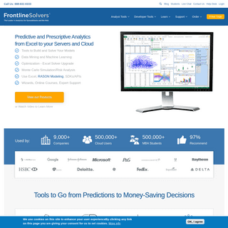 Excel Solver, Optimization Software, Monte Carlo Simulation, Data Mining - Frontline Systems