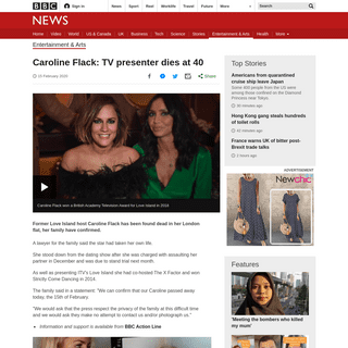 Caroline Flack- TV presenter dies at 40 - BBC News