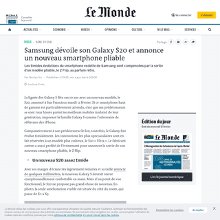 A complete backup of www.lemonde.fr/pixels/article/2020/02/11/samsung-devoile-son-galaxy-s20-et-annonce-un-nouveau-smartphone-pl