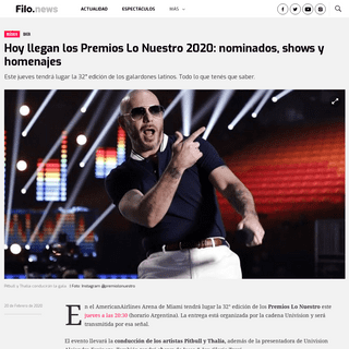 A complete backup of www.filo.news/musica/Hoy-llegan-los-Premios-Lo-Nuestro-2020-nominados-shows-y-homenajes-20200220-0070.html