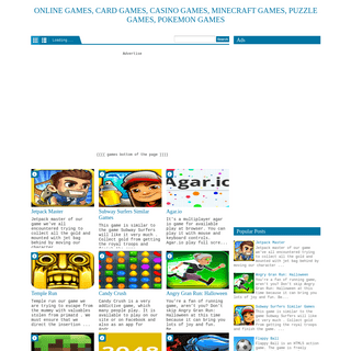 Online games, card games, casino games, minecraft games, puzzle games, pokemon games