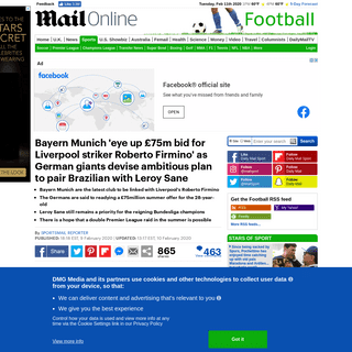 Bayern Munich 'eye up Â£75m bid for Liverpool striker Roberto Firmino' - Daily Mail Online