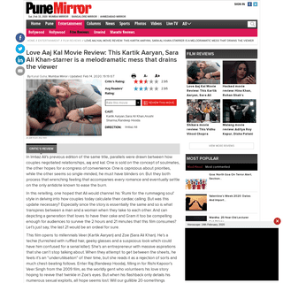 A complete backup of punemirror.indiatimes.com/entertainment/movie-review/love-aaj-kal-movie-review-this-kartik-aaryan-sara-ali-