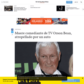 Muere comediante de TV Orson Bean, atropellado por un auto - San Diego Union-Tribune en EspaÃ±ol