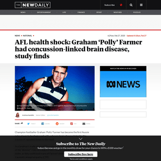 AFL great Graham â€˜Pollyâ€™ Farmer had CTE brain disorder, study reveals