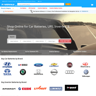Shop Online for Car Batteries, UPS, Inverters and Solar - Powerwale