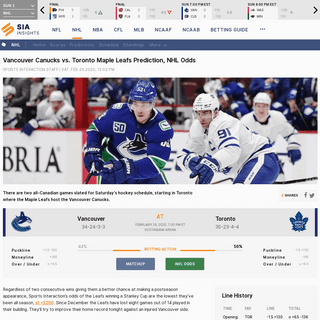 Vancouver Canucks vs. Toronto Maple Leafs Prediction, NHL Odds - Sports Interaction