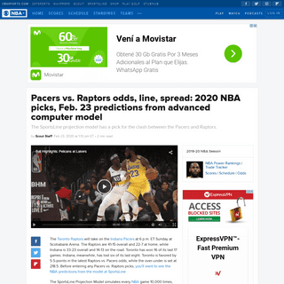 Pacers vs. Raptors odds, line, spread- 2020 NBA picks, Feb. 23 predictions from advanced computer model - CBSSports.com