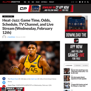 A complete backup of clutchpoints.com/heat-jazz-game-time-odds-schedule-tv-channel-and-live-stream-wednesday-february-12th/