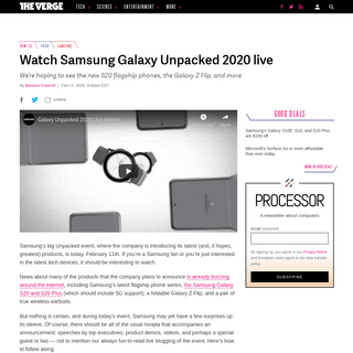 A complete backup of www.theverge.com/2020/2/11/21121001/samsung-galaxy-s20-event-watch-live-stream-z-flip-unpacked-2020