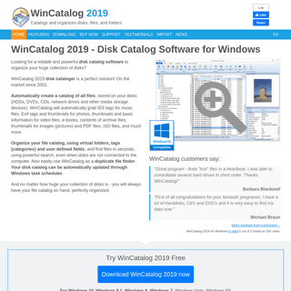 WinCatalog 2019 - Disk Catalog Software for Windows