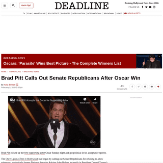 Watch Brad Pitt Call Out Senate Republicans After Oscar Win â€“ Deadline