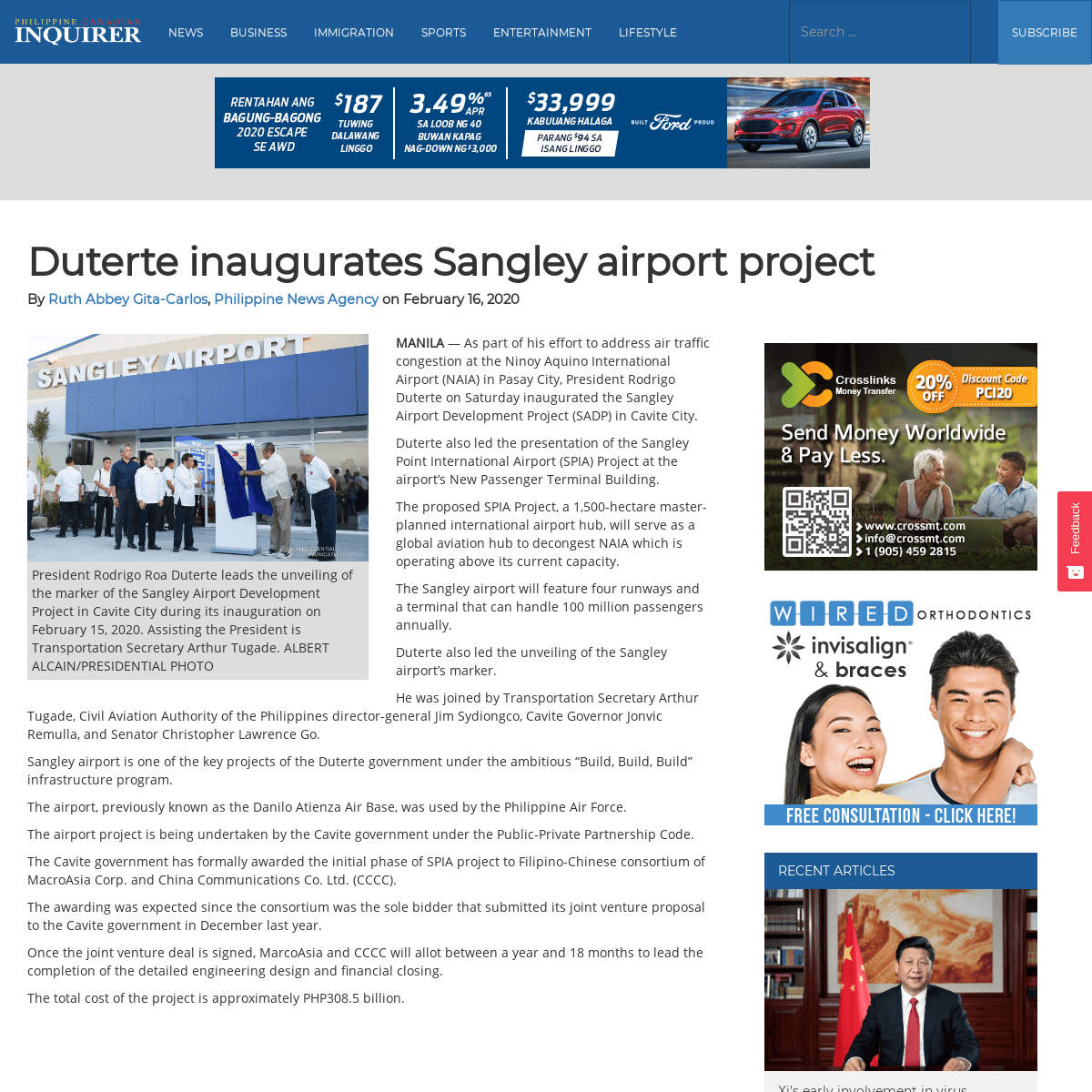 A complete backup of www.canadianinquirer.net/2020/02/16/duterte-inaugurates-sangley-airport-project/