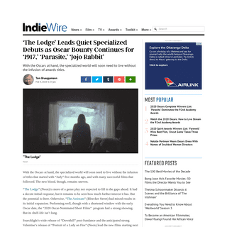 â€˜The Lodgeâ€™ Leads Quiet Specialized Debuts as Oscar Bounty Continues - IndieWire