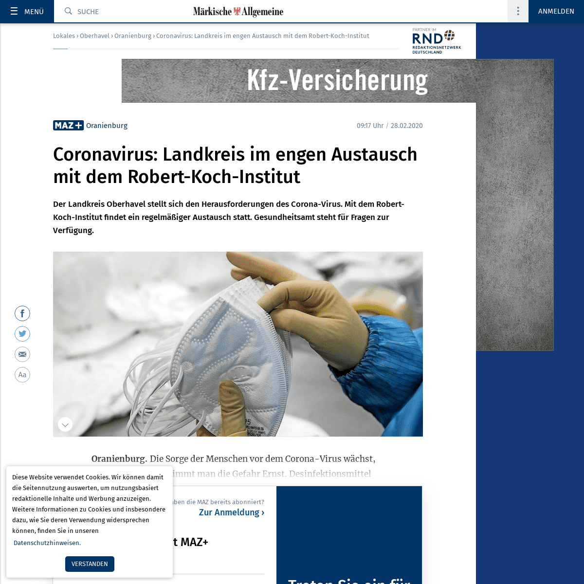 A complete backup of www.maz-online.de/Lokales/Oberhavel/Oranienburg/Coronavirus-Landkreis-im-engen-Austausch-mit-dem-Robert-Koc