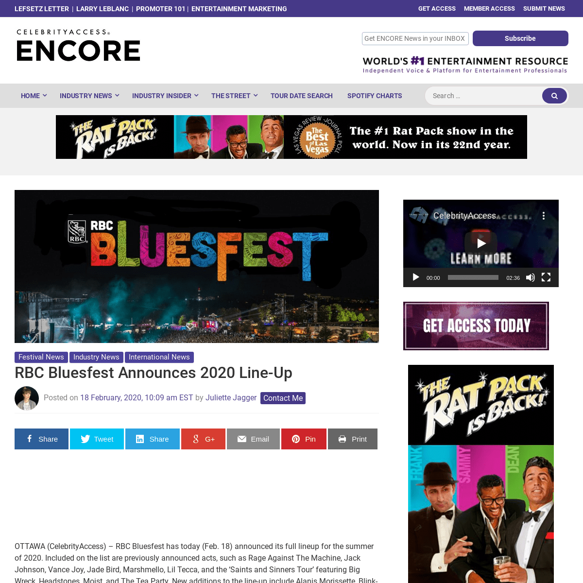 RBC Bluesfest Announces 2020 Line-Up - CelebrityAccess