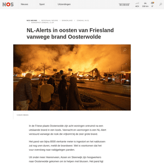 NL-Alerts in oosten van Friesland vanwege brand Oosterwolde - NOS