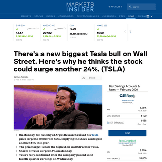 A complete backup of www.businessinsider.com/tesla-stock-price-new-biggest-wall-street-bull-argus-raise-2020-2
