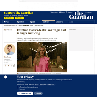 A complete backup of www.theguardian.com/tv-and-radio/2020/feb/16/caroline-flack-the-sparky-presenters-death-is-a-stomach-churni