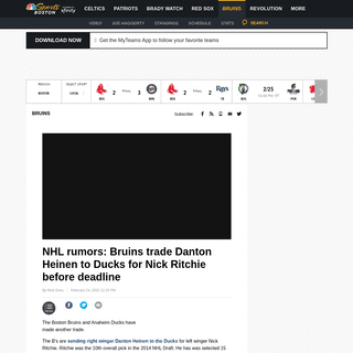 NHL rumors- Bruins trade Danton Heinen to Ducks for Nick Ritchie before deadline - NBC Sports Boston