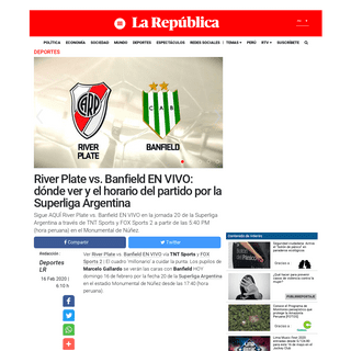 A complete backup of larepublica.pe/deportes/2020/02/16/river-plate-vs-banfield-en-vivo-ver-tnt-sports-gratis-fox-sports-2-onlin