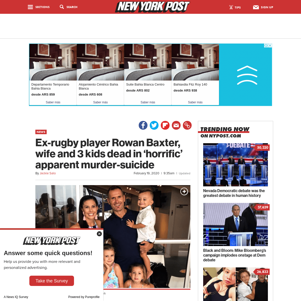 A complete backup of nypost.com/2020/02/19/ex-rugby-player-rowan-baxter-wife-and-3-kids-dead-in-horrific-apparent-murder-suicide