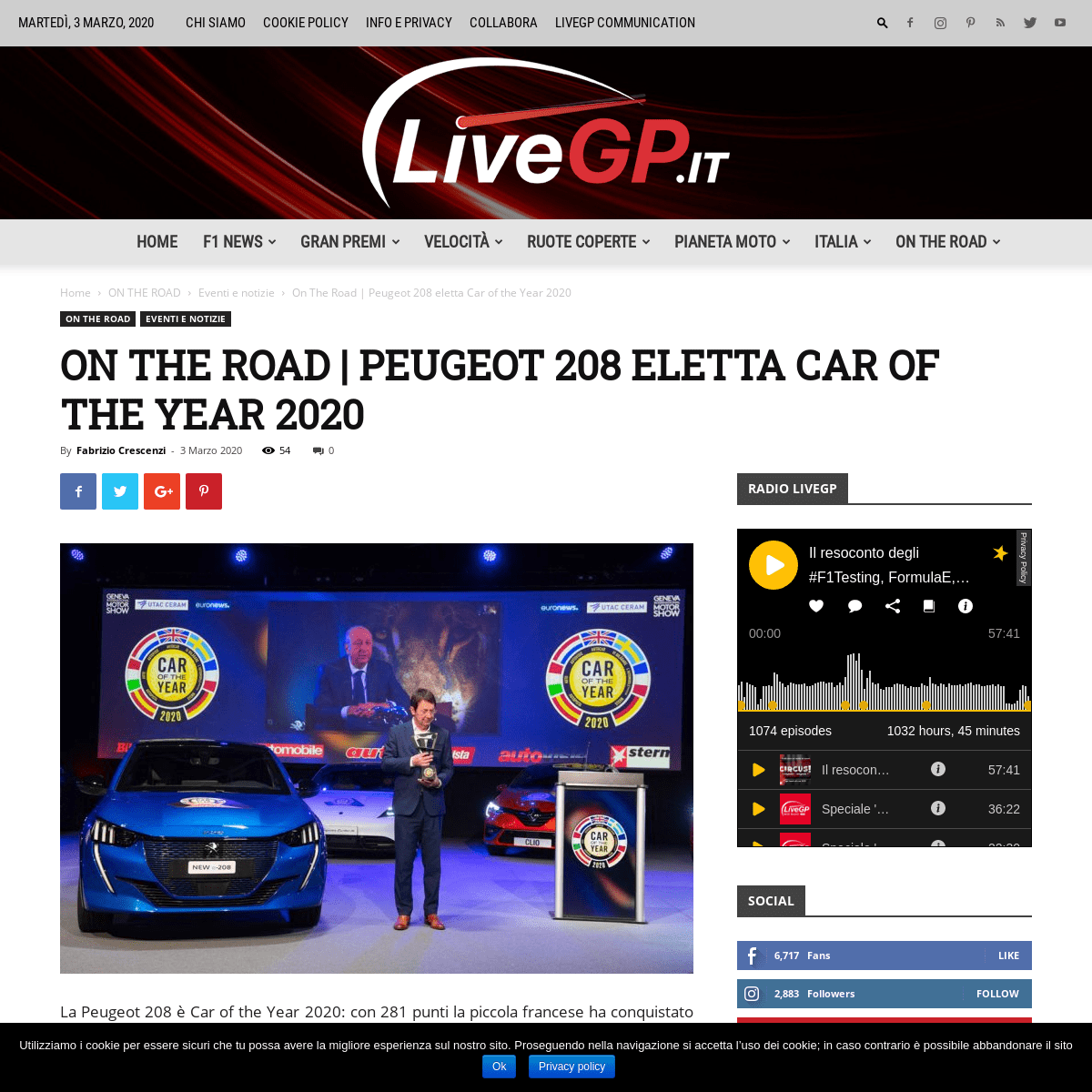 A complete backup of www.livegp.it/la-peugeot-208-e-car-of-the-year-2020/