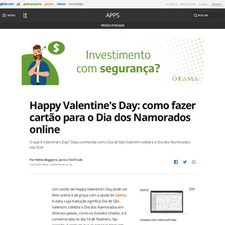 Happy Valentine's Day- como fazer cartÃ£o para o Dia dos Namorados online - Produtividade - TechTudo