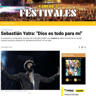 A complete backup of www.cadena3.com/noticia/festivales-2020/sebastian-yatra-dios-es-todo-para-mi_252759