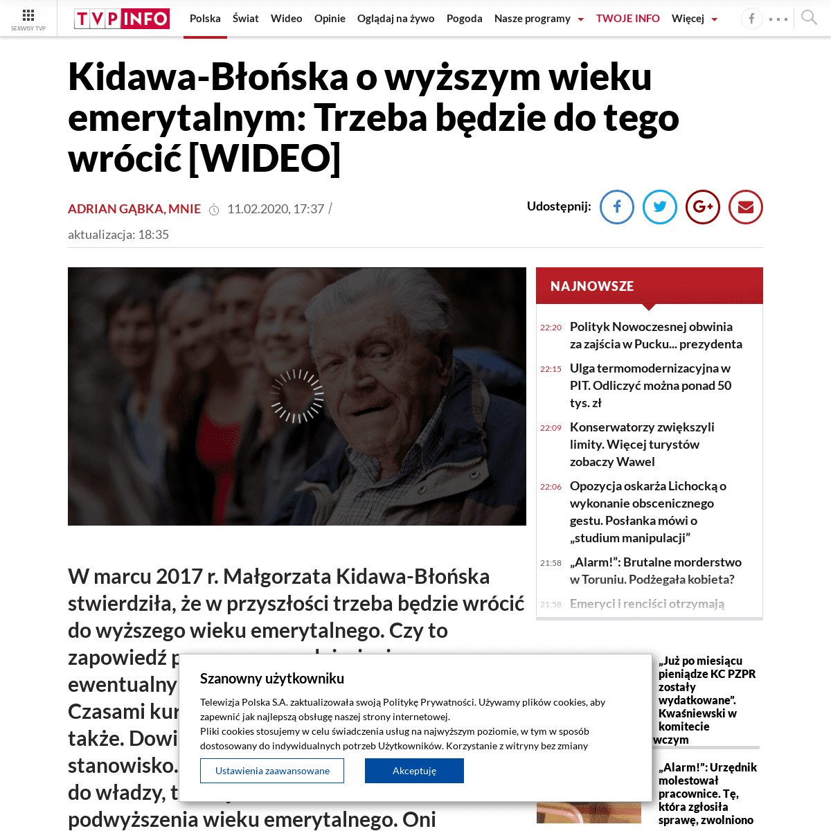 A complete backup of www.tvp.info/46600790/kidawablonska-o-wyzszym-wieku-emerytalnym-trzeba-bedzie-do-tego-wrocic-wideo