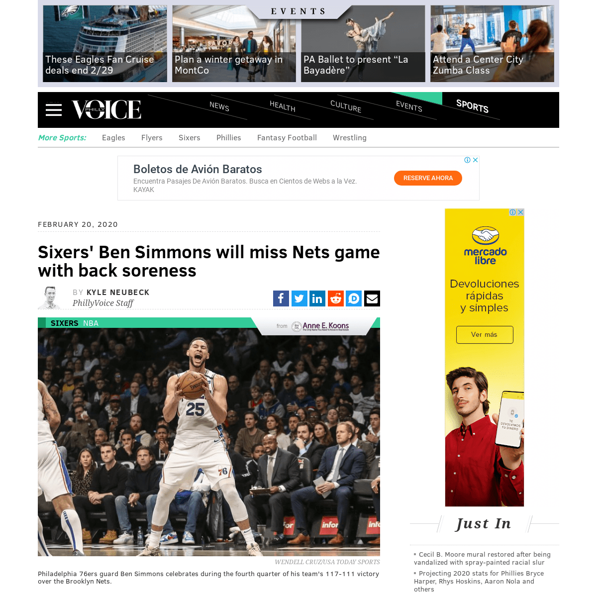 A complete backup of www.phillyvoice.com/sixers-injury-news-ben-simmons-will-miss-nets-game-back-soreness/